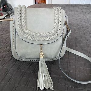 Gray vintage saddle crossbody shoulder bag